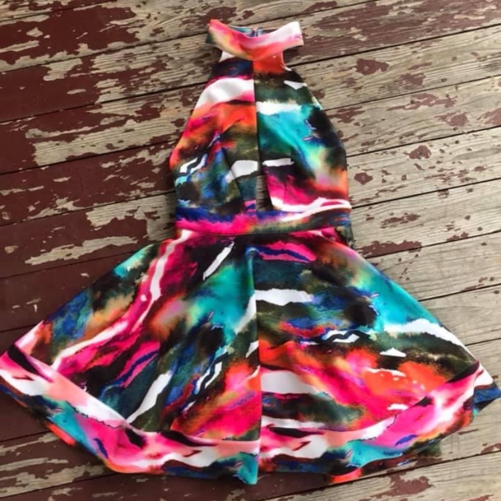 Mini Watercolor Haulter Dress